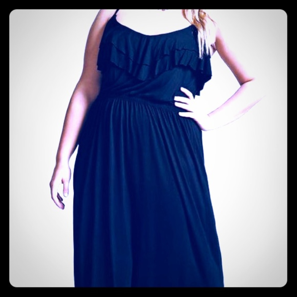 Blue Maxi dress with ruffle